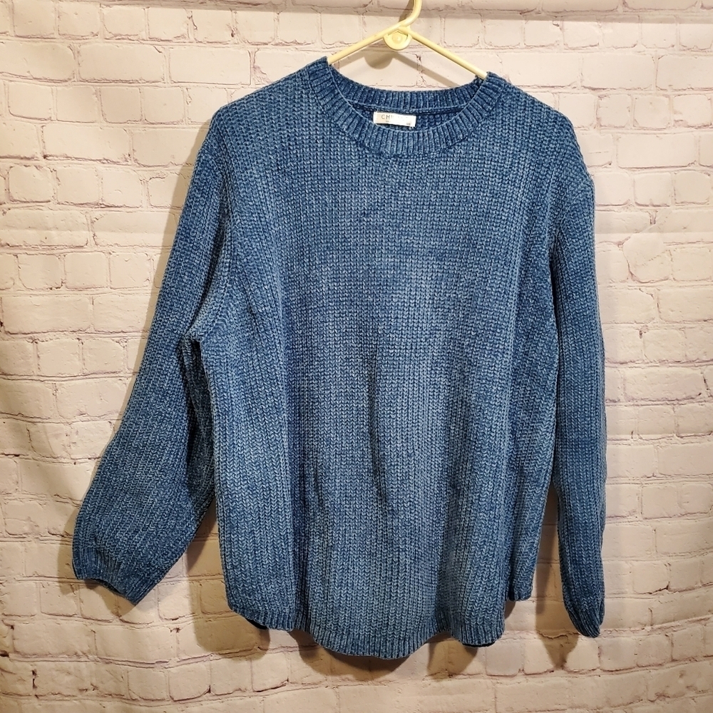 NWT CHIGANT  Blue Soft Polyester Long Sleeve Sweater